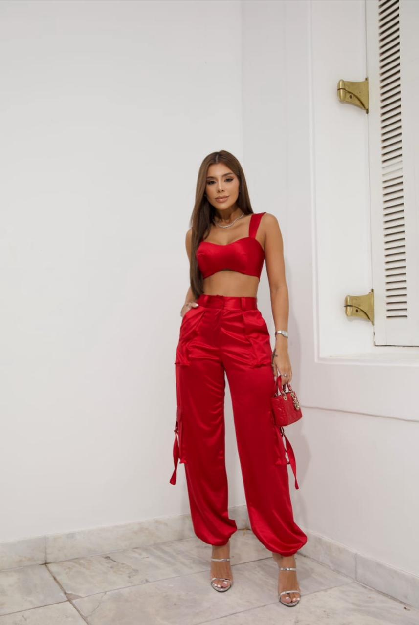 Conjunto Jogger Acetinado Elegante Liss