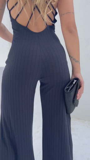 Macacão Canelado Decote Cruzado Helena